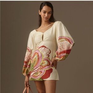 Farm Rio sweetheart linen mini dress